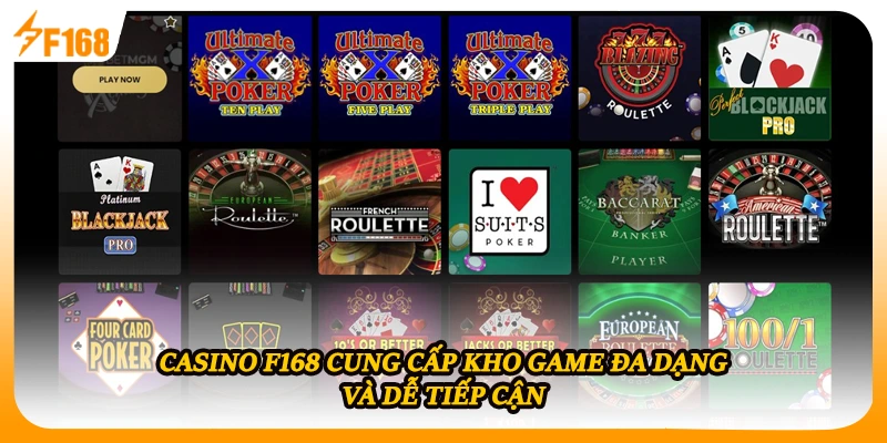Casino F168 cung cấp kho game đa dạng và dễ tiếp cận