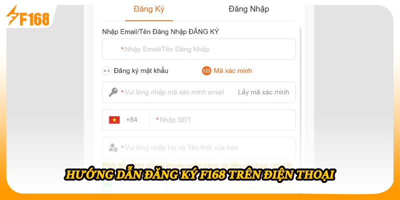 Hướng dẫn đăng ký F168 trên điện thoại