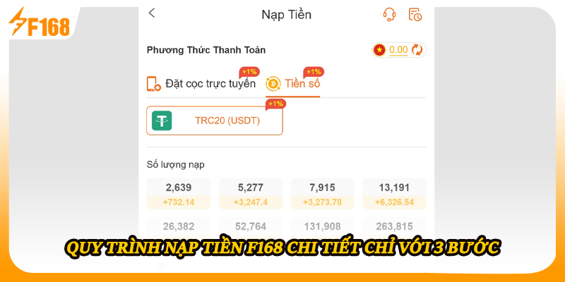 Quy trình nạp tiền F168 chi tiết chỉ với 3 bước 
